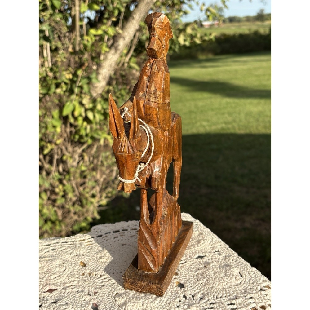 VTG Hand Carved Wooden Don Quixote on His Horse Rocinante Sculpture Folk Art 8" - Picture 6 of 8
